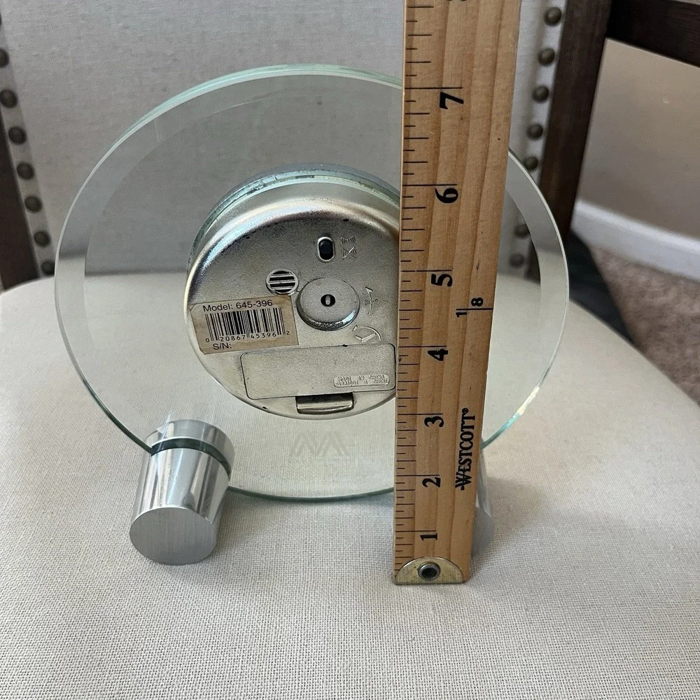 Howard Miller Glass Tabletop Alarm Clock 645-396 Beveled Desk Mantel Working